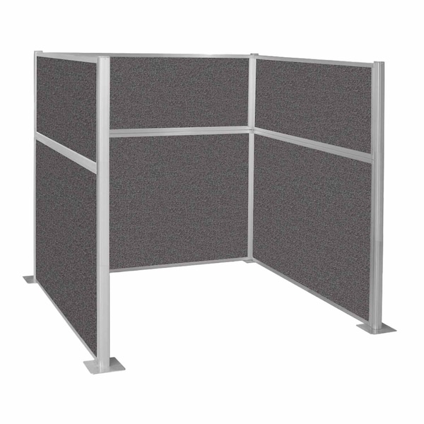 Pre-Configured Hush Panel Cubicle (U Shape) 6' x 6' Charcoal Gray Fabric